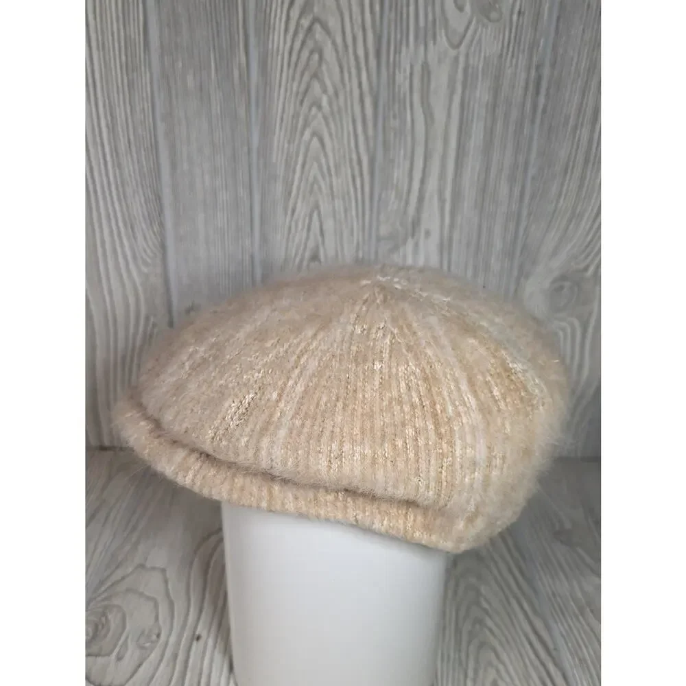 David & Young Fuzzy Angora Blend Newsboy Beret Style Cap